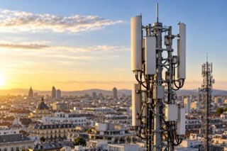 Imagen creada con IA. El despliegue del 5G en Europa va a un ritmo más lento de lo esperado.